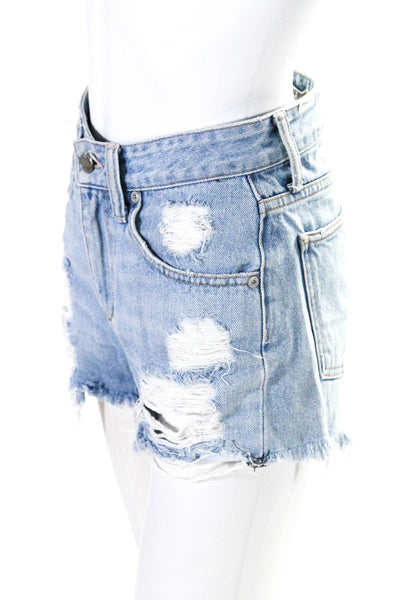 Lovers + Friends Womens Cotton Denim Distressed Cut Off Jean Shorts Blue Size 25