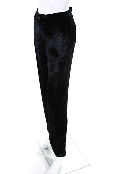 Equipment Femme Womens Velvet Mid Rise Straight Leg Trousers Pants Black Size XS