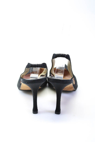 Manolo Blahnik Womens Pointed Toe Slingback Spool Heels Black Size EUR39.5