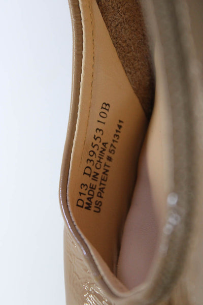 Cole Haan Womens Patent Leather Peep Toe Slip-On Wedge Heels Tan Size 10