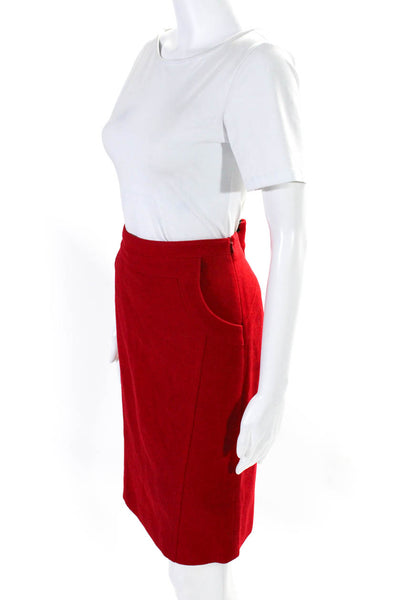 Brooks Brothers Womens Wool Darted Side Zipped Slip-On Pencil Skirt Red Size 2