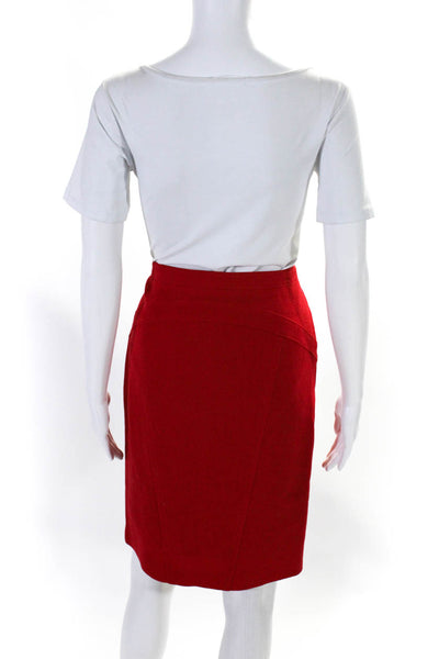 Brooks Brothers Womens Wool Darted Side Zipped Slip-On Pencil Skirt Red Size 2