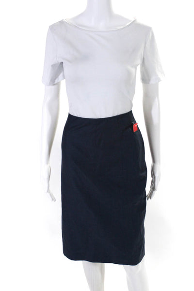 Marlowe Womens Wool Zipped Ruffled Hem Straight Dress Skirt Blue Size EUR46