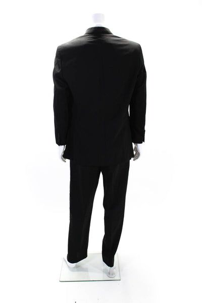 Calvin Klein Mens Single Breasted Three Button 2 Piece Suit Black Size 38
