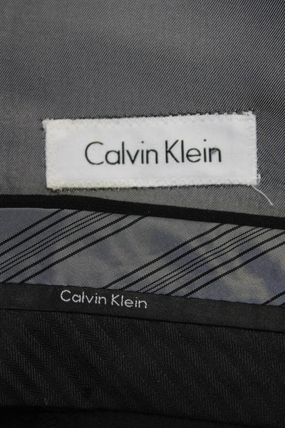 Calvin Klein Mens Single Breasted Three Button 2 Piece Suit Black Size 38