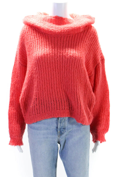 Pilcro Womens Chunky Knit Cowl Turtleneck Boxy Sweater Red Size Small