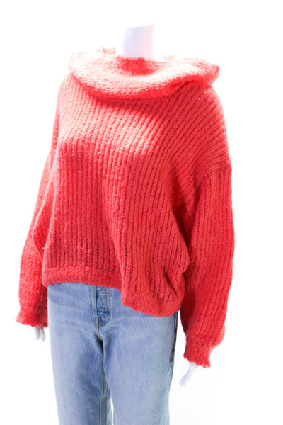 Pilcro Womens Chunky Knit Cowl Turtleneck Boxy Sweater Red Size Small