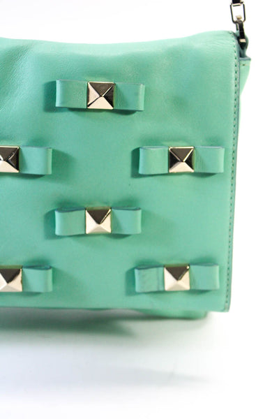 Kate Spade Women's Snap Closure Studs Leather Crossbody Handbag Green Size M