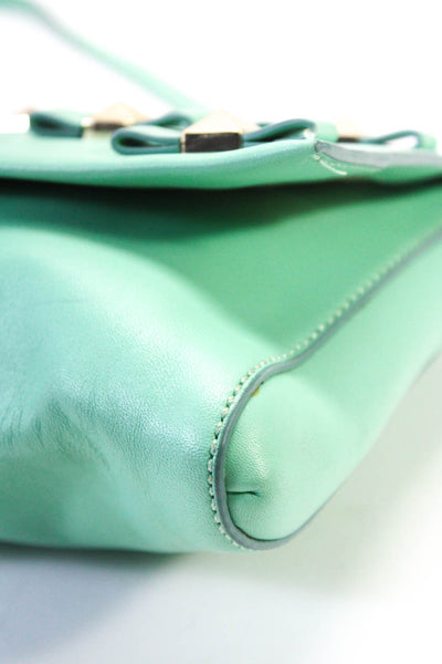 Kate Spade Women's Snap Closure Studs Leather Crossbody Handbag Green Size M
