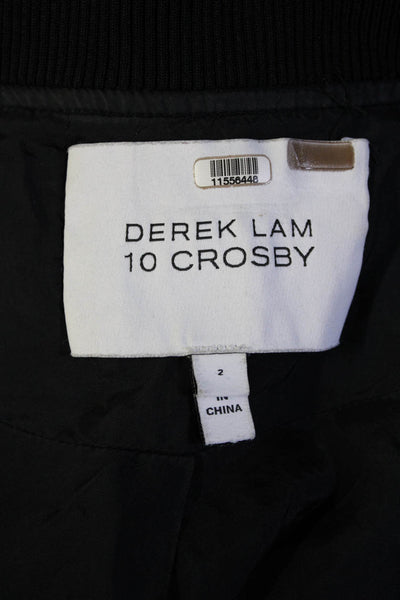 Derek Lam 10 Crosby Womens Front Zip Crew Neck Lace Jacket Black Cotton Size 2