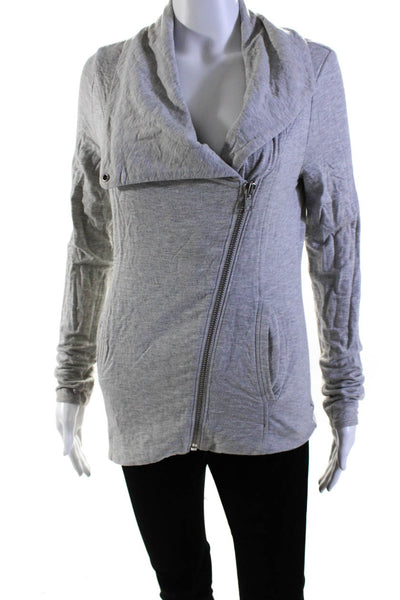 Helmut Lang Womens Long Sleeve Front Zip Mock Neck Light Jacket Gray Size Petite