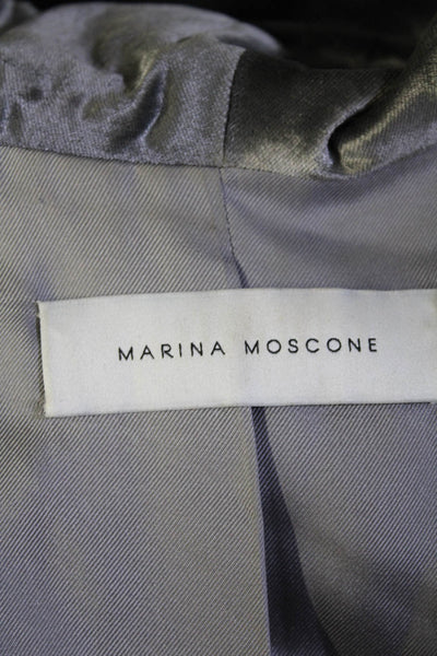 Marina Moscone Womens Single Button Collared Velour Blazer Jacket Gray Size 2