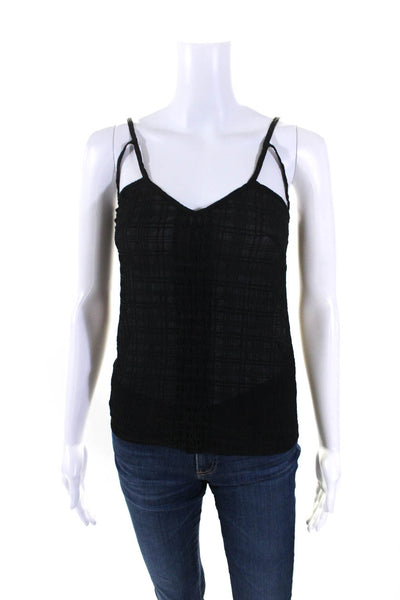 VERSUS by Versace Womens Smocked Textured V-Neck Tank Top Black Size EUR40