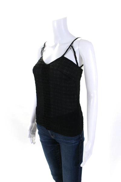 VERSUS by Versace Womens Smocked Textured V-Neck Tank Top Black Size EUR40