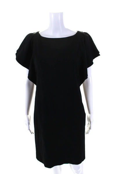 Emporio Armani Womens Black Crew Neck Zip Back Short Sleeve A-Line Dress Size S