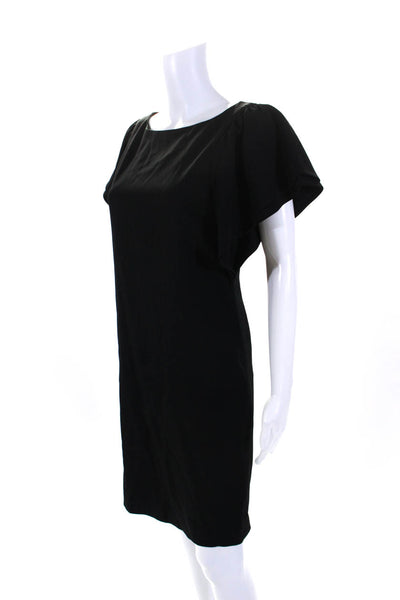 Emporio Armani Womens Black Crew Neck Zip Back Short Sleeve A-Line Dress Size S