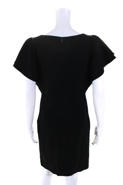 Emporio Armani Womens Black Crew Neck Zip Back Short Sleeve A-Line Dress Size S