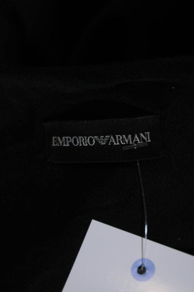 Emporio Armani Womens Black Crew Neck Zip Back Short Sleeve A-Line Dress Size S