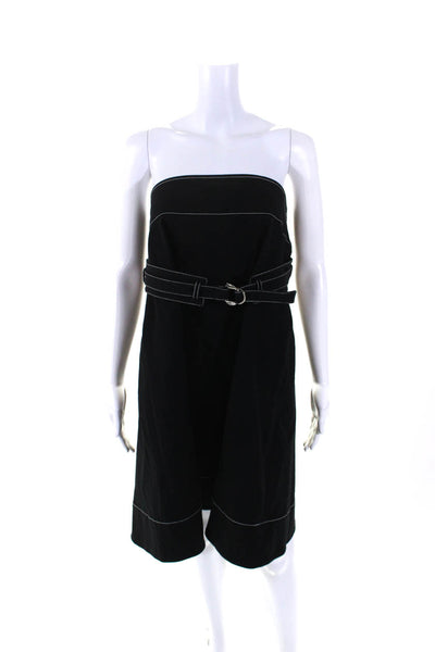 M.M. Lafleur Womens Black Belted Strapless Mini Fit & Flare Dress Size 12