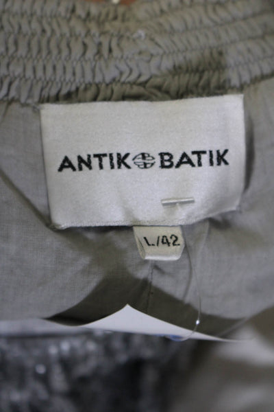 Antik Batik Womens Gray Sequins Drawstring High Waisted Straight Pants Size L