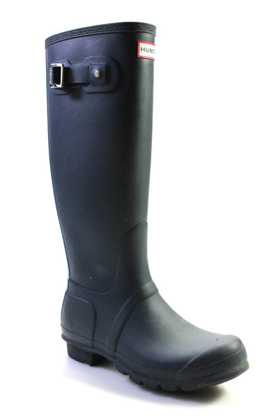 Hunter Women's Round Toe Knee High Pull-On Rubber Rain Boot Navy Blue Size 6