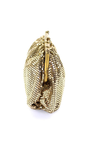 Best & Co Mesh Sequin Push Lock Bubble Edge Small Clutch Handbag Gold