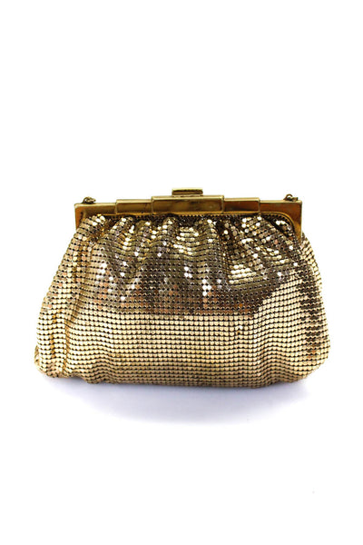 Best & Co Mesh Sequin Push Lock Bubble Edge Small Clutch Handbag Gold