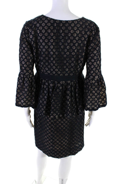 Tracy Reese Womens Hook Front Lace Overlay Dress Suit Navy Blue Cotton Size 10