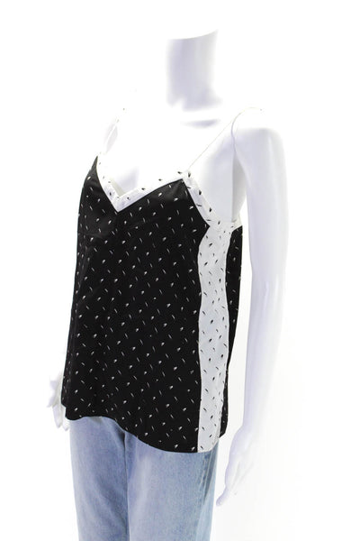 Tibi Womens Black White Printed V-Neck Spaghetti Strap Camisole Top Size 2