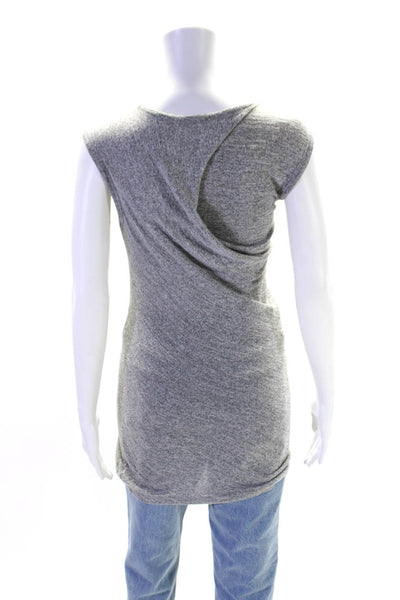 T Alexander Wang Womens Heather Gray Scoop Neck Sleeveless Tunic Top Size XS