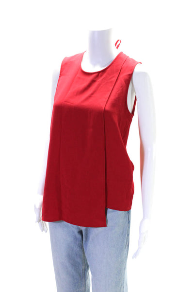 ACNE Studios Womens Bright Red Scoop Neck Layered Sleeveless Blouse Top Size 34