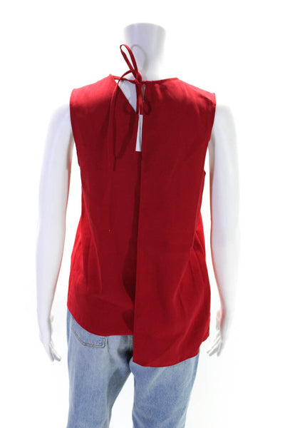 ACNE Studios Womens Bright Red Scoop Neck Layered Sleeveless Blouse Top Size 34