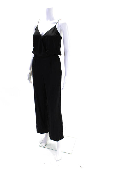 Parker Womens Black Silk V-Neck Sleeveless Wide Leg Jumpsuit Size XS