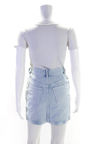 IRO Womens Blue Light Wash Button Front Mini Denim Skirt Size 34