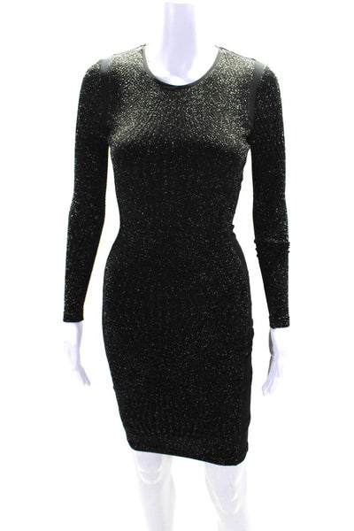 Reiss Womens Long Sleeves Erin Sweater Dress Black Metallic Size 0