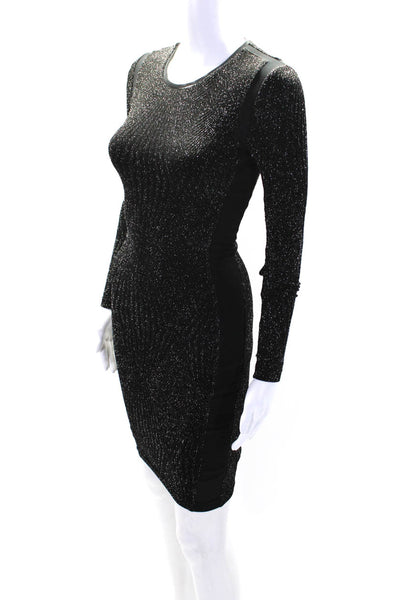 Reiss Womens Long Sleeves Erin Sweater Dress Black Metallic Size 0