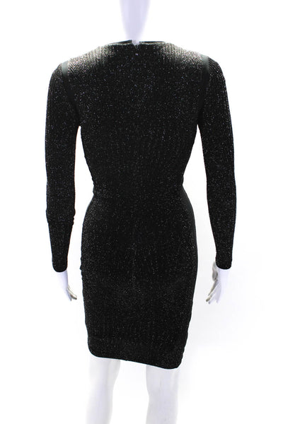 Reiss Womens Long Sleeves Erin Sweater Dress Black Metallic Size 0