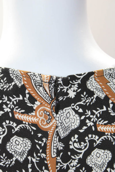 A.L.C. Womens Silk Paisley Print Long Sleeves A Line Dress Brown Black Size 0
