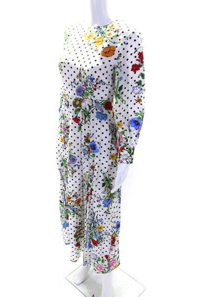 Rixo Womens Silk Polka Dot A Line Dress White Size Extra Extra Small