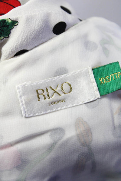 Rixo Womens Silk Polka Dot A Line Dress White Size Extra Extra Small