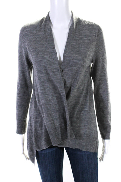 Eileen Fisher Womens Knit V-Neck Open Front Cardigan Sweater Top Gray Size XS