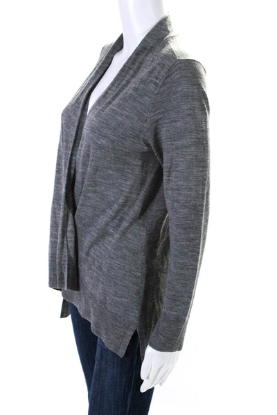 Eileen Fisher Womens Knit V-Neck Open Front Cardigan Sweater Top Gray Size XS