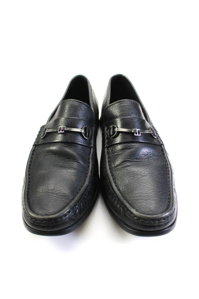 Bruno Magli Mens Round Toe Metal Link Flat Loafers Black Size 11