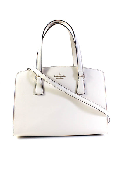 Kate Spade New York Womens White Leather Medium Satchel Bag Handbag