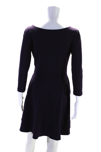 Susana Monaco Womens Long Sleeves V Neck A Line Eggplant Purple Size Large