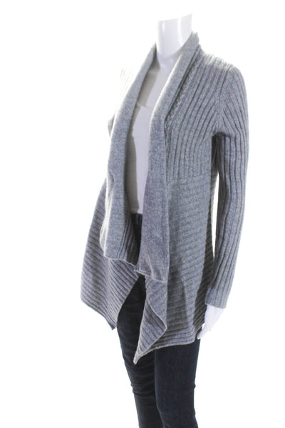 Autumn Cashmere Womens Cashmere Cable Knit Open Sweater Cardigan Gray Size S