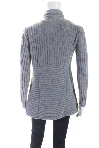 Autumn Cashmere Womens Cashmere Cable Knit Open Sweater Cardigan Gray Size S