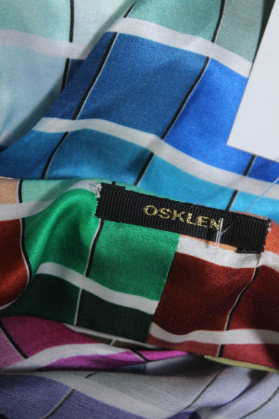 Osklen Womens Short Sleeve Check Silk Shift Dress Multicolored Size Medium