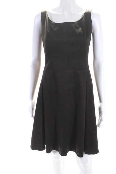 Lafayette 148 New York Womens Cotton Knee Length A-Line Dress Dark Brown Size 2