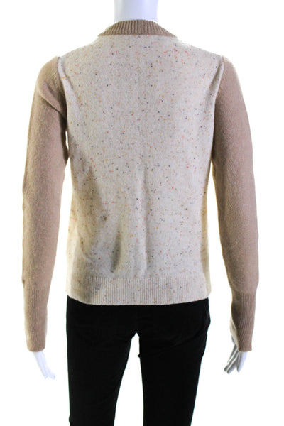 3.1 Phillip Lim Womens Crew Neck Speckled Cashmere Sweater Brown Beige Size XS